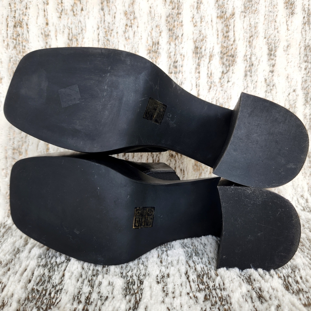 Jeffrey Campbell "Concert Platform Mule" Sandal Black Leather | Women's Size 10 - Picture 9 of 13